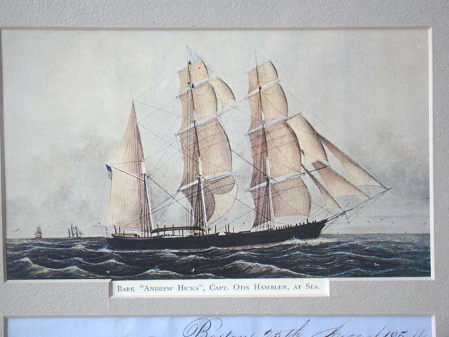 A framed group of 19th century Whaling items relating to the New Bedford whaler 'Andrew Hicks' — image 2
